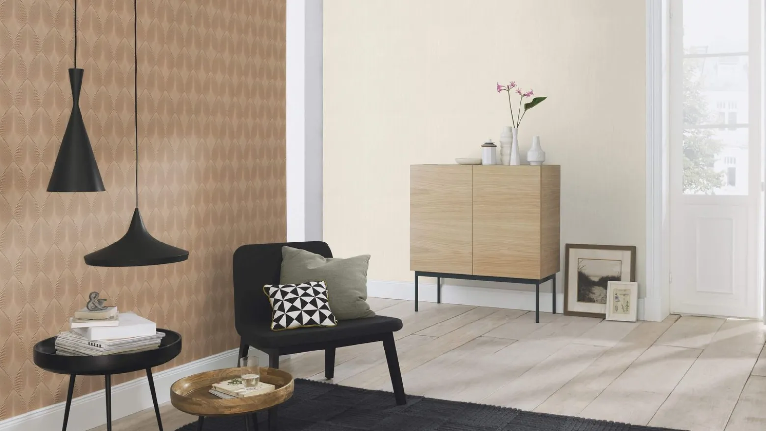 Vliestapete Rasch Blätter 3D braun silber metallic 535822