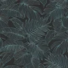 Vliestapete Rasch Blätter Farn Schwarz Blau 865158