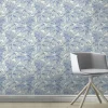 Vliestapete Rasch Blätter Farn Weiß Blau 865110