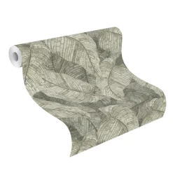 Vliestapete Rasch Blätter Floral Grün Grau 720549