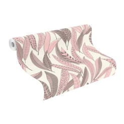 Vliestapete Rasch Blätter Gemustert Weiß Rosa 865622