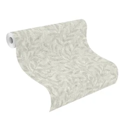 Vliestapete Rasch Blätter Grau Silber Metallic 315011