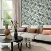 Vliestapete Rasch Blätter Holzoptik Beige Blau Grün 866346