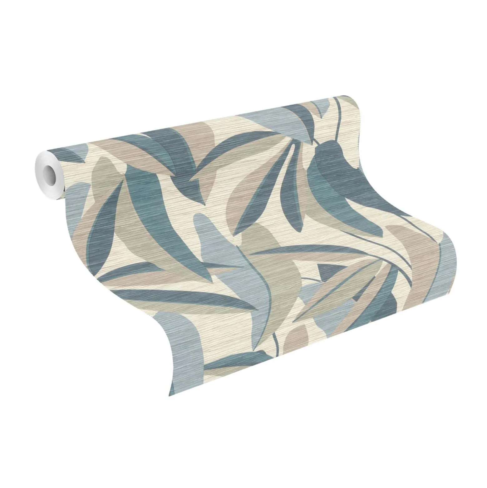 Vliestapete Rasch Blätter Holzoptik Beige Blau Grün 866346