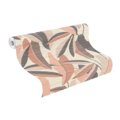 Vliestapete Rasch Blätter Holzoptik Beige Grau Braun 866353