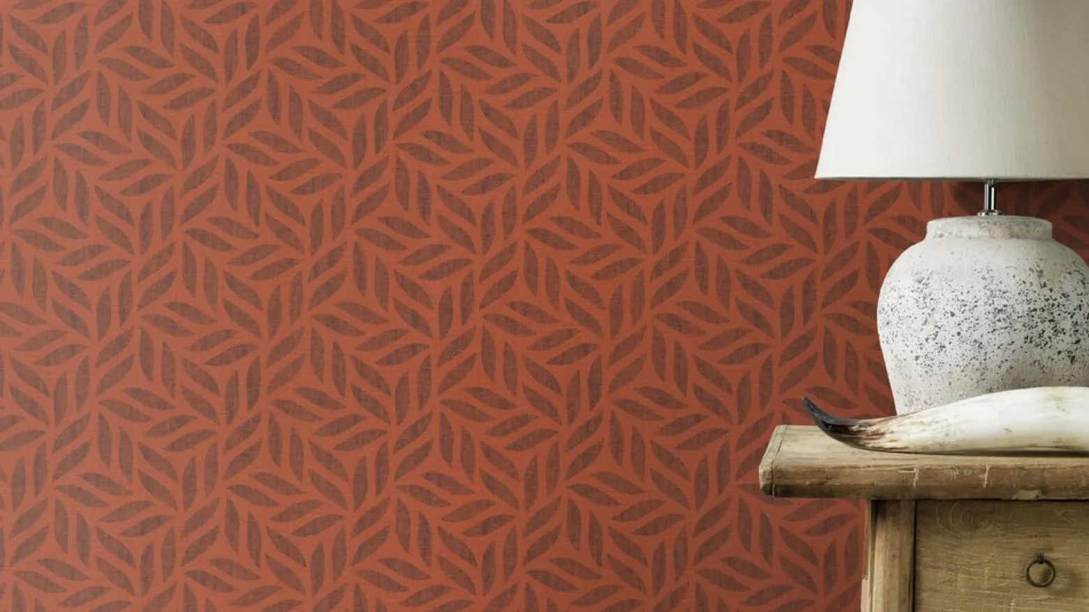 Vliestapete Rasch Blätter Muster orange-rot 704655
