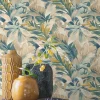 Vliestapete Rasch Blätter Palmen Beige Blau Grün 865202