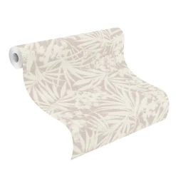 Vliestapete Rasch Blätter Tropisch Grau Creme 330304