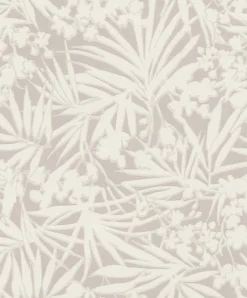Vliestapete Rasch Blätter Tropisch Grau Creme 330304