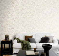 Vliestapete Rasch Blätter Tropisch Grau Creme 330304
