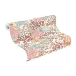 Vliestapete Rasch Blumen Aquarell Weiß Rosa Blau 868302
