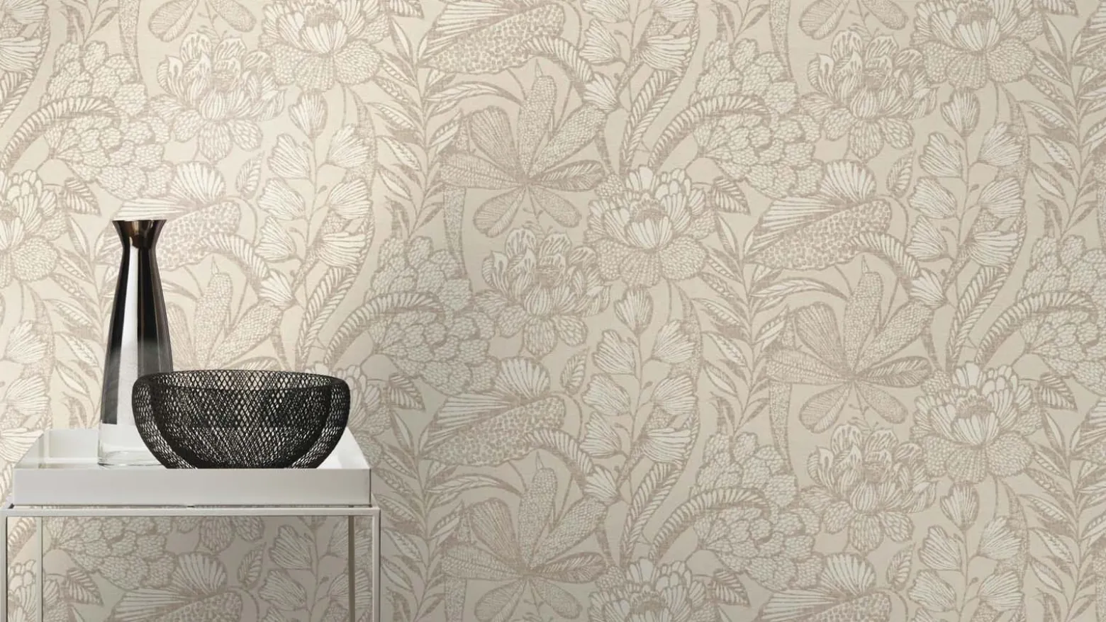 Vliestapete Rasch Blumen Blätter Beige 555349 Lirico