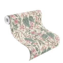 Vliestapete 538212 Rasch Blumen Cremeweiß Rosa