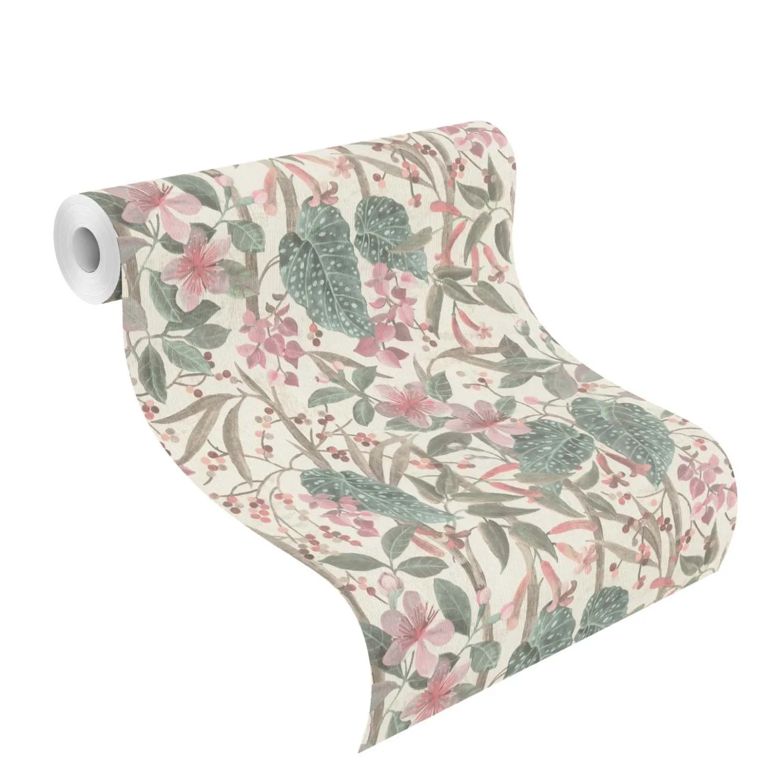 Vliestapete 538212 Rasch Blumen Cremeweiß Rosa