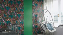 Vliestapete 538236 Rasch Blumen Schwarz Lila