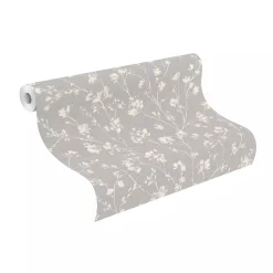 Vliestapete Rasch Blumen Textiloptik Grau Weiß 463828