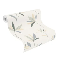 Vliestapete Rasch Blumen Weiß Beige 634075