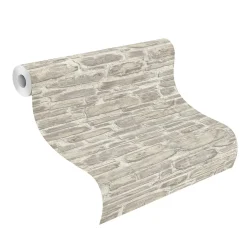 Vliestapete Rasch 3D Steinmauer beige creme 863413