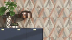 Vliestapete Rasch Ethno Raute orange-rot beige 704020