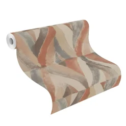 Vliestapete Rasch Ethno Raute orange-rot beige 704020