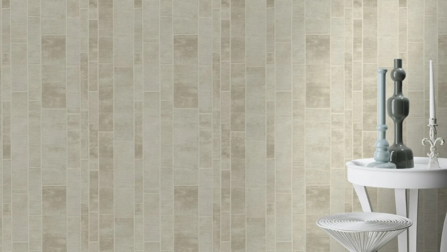 Vliestapete Rasch Fliesen beige-grau metallic 428209