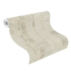 Vliestapete Rasch Fliesen beige-grau metallic 428209
