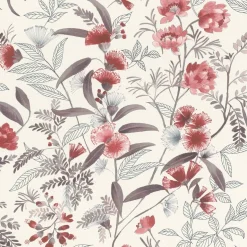 Vliestapete Rasch Floral Aquarell Weiß Rot 869118