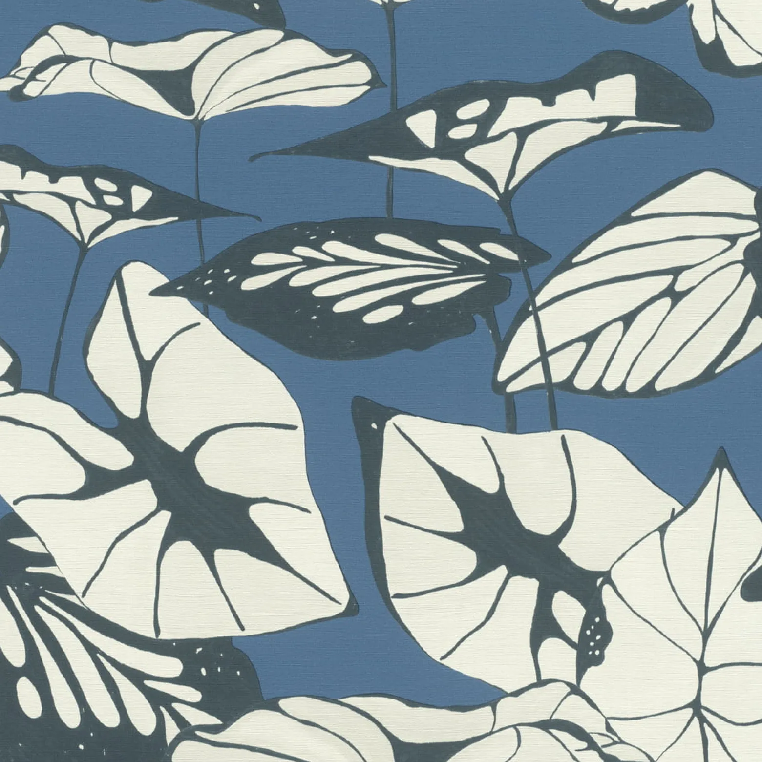 Vliestapete Rasch Floral Blätter dunkelblau 539653