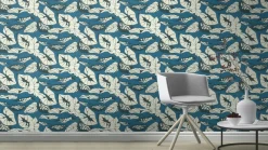 Vliestapete Rasch Floral Blätter dunkelblau 539653