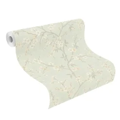 Vliestapete Rasch Floral Blüten Blau Gold Metallic 456769