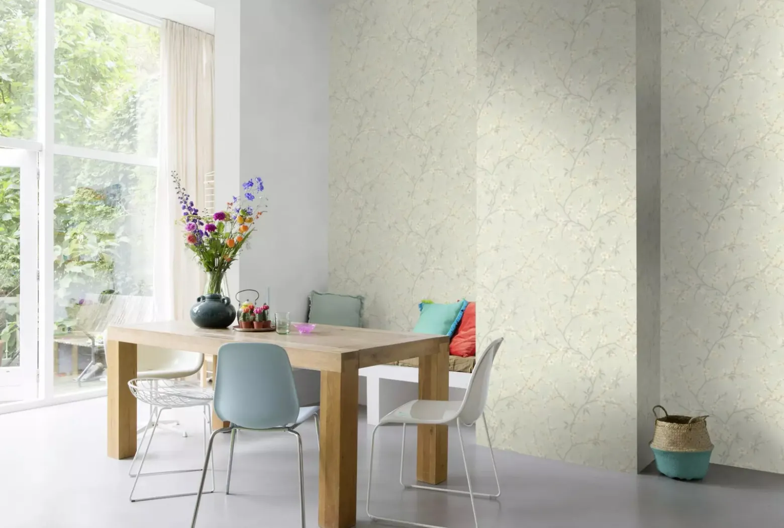 Vliestapete Rasch Floral Blüten Blau Gold Metallic 456769