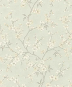 Vliestapete Rasch Floral Blüten Blau Gold Metallic 456769