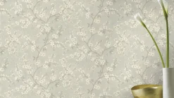 Vliestapete Rasch Floral Blüten Grau Gold Metallic 456752
