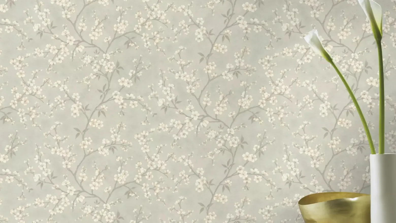 Vliestapete Rasch Floral Blüten Grau Gold Metallic 456752