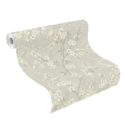 Vliestapete Rasch Floral Blüten Grau Gold Metallic 456752