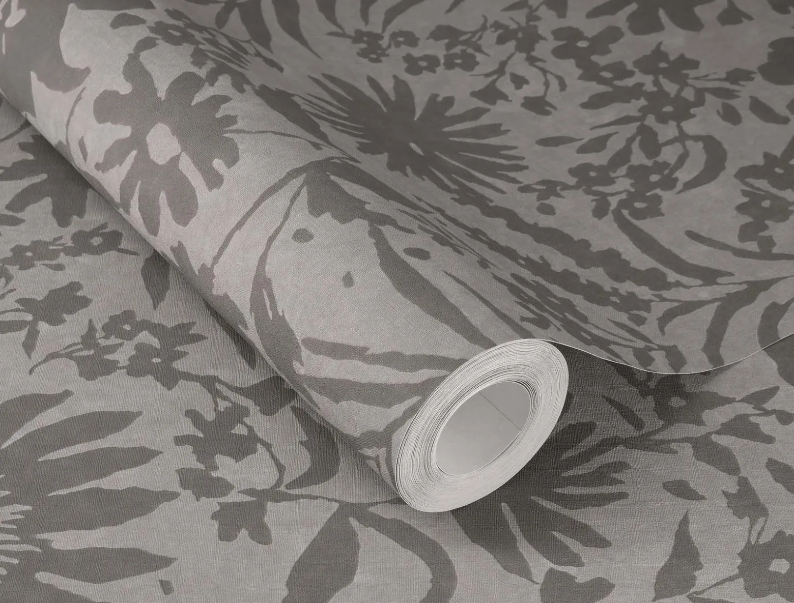 Vliestapete Rasch Floral Blumen Blätter Grau 330441