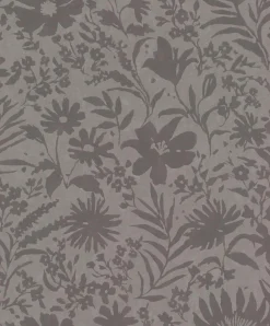 Vliestapete Rasch Floral Blumen Blätter Grau 330441