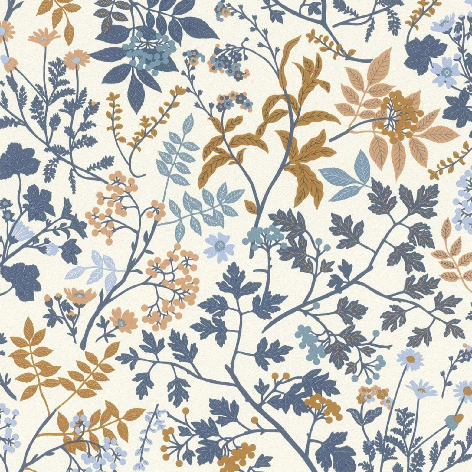 Vliestapete Rasch Floral Blumen Weiß Blau Gelb 868500