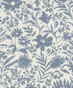 Vliestapete Rasch Floral Blumen Creme Blau 330410