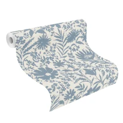 Vliestapete Rasch Floral Blumen Creme Blau 330410