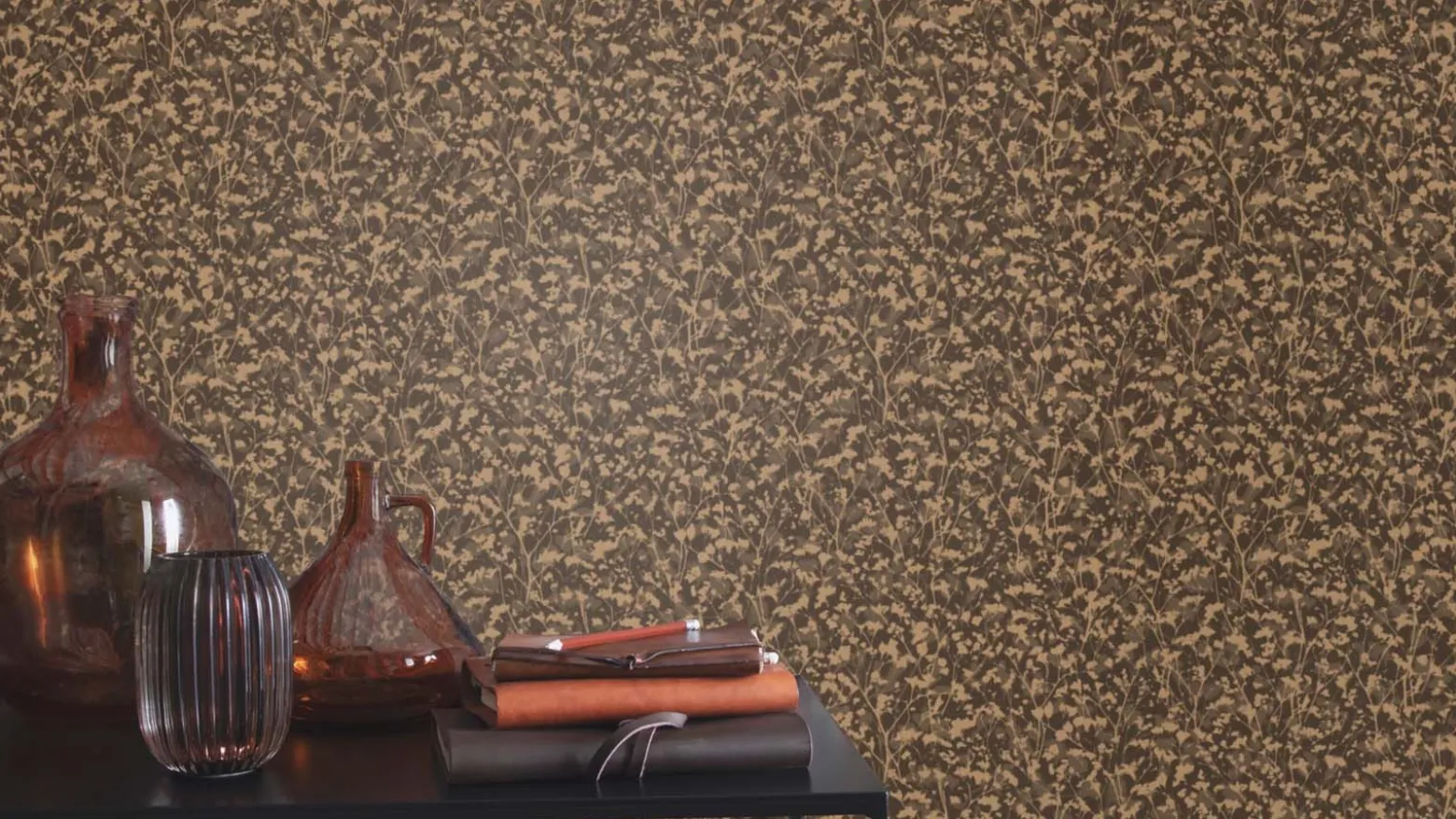 Vliestapete Rasch Floral Braun Gold Metallic 720754