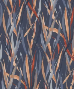 Vliestapete Rasch Floral Gräser Blau Orange 330236