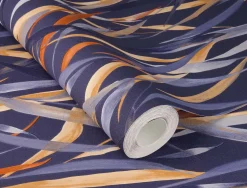 Vliestapete Rasch Floral Gräser Blau Orange 330236