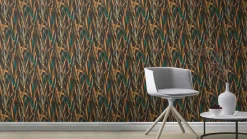 Vliestapete Rasch Floral Gräser Schwarz Grün Gelb 330250
