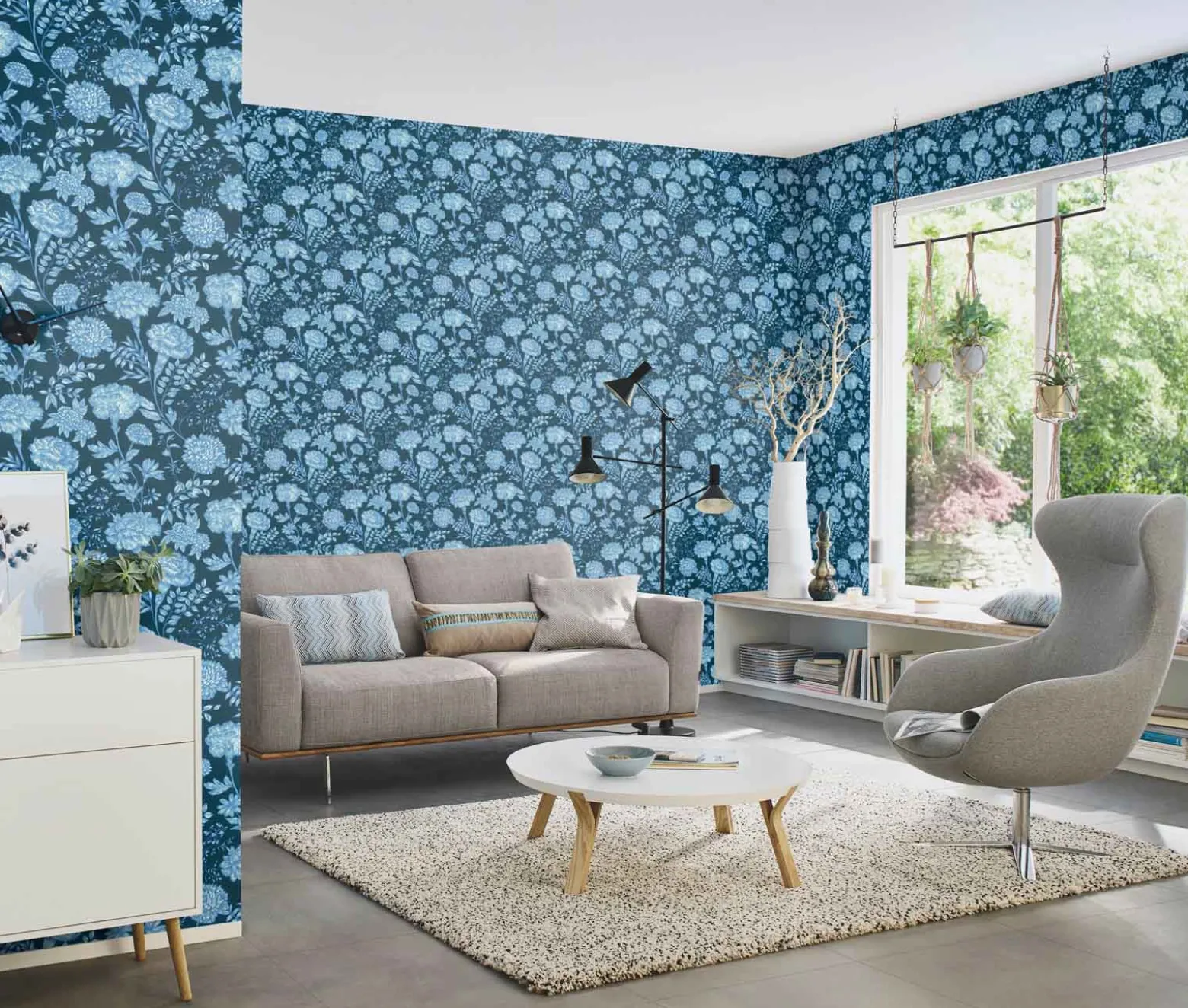 Vliestapete Rasch Floral Landhaus Blau Weiß 865004