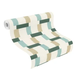 Vliestapete Rasch Grafisch Formen Creme Grün Blau 868821