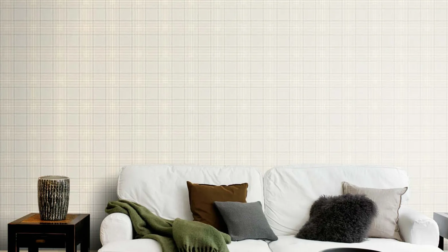 Vliestapete 537444 Rasch kariert Beige Grau