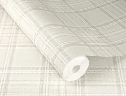 Vliestapete 537444 Rasch kariert Beige Grau