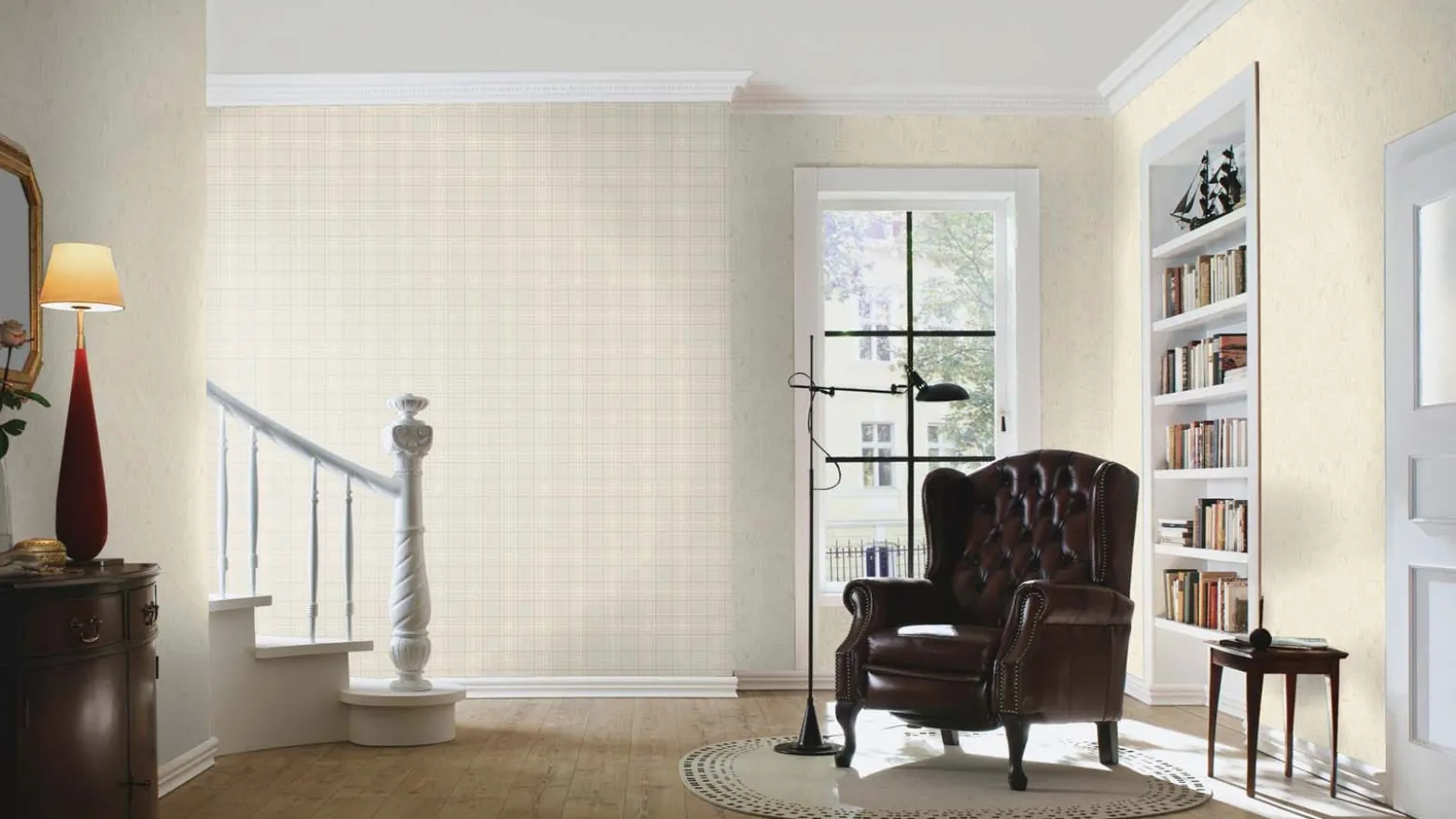 Vliestapete 537444 Rasch kariert Beige Grau