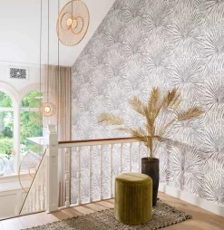 Vliestapete Rasch Palmblätter Weiß Schwarz 555738 Lirico